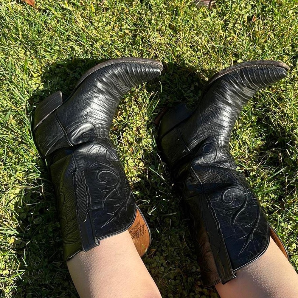 Lucchese Vintage Exotic Lizard Leather Western Boots
